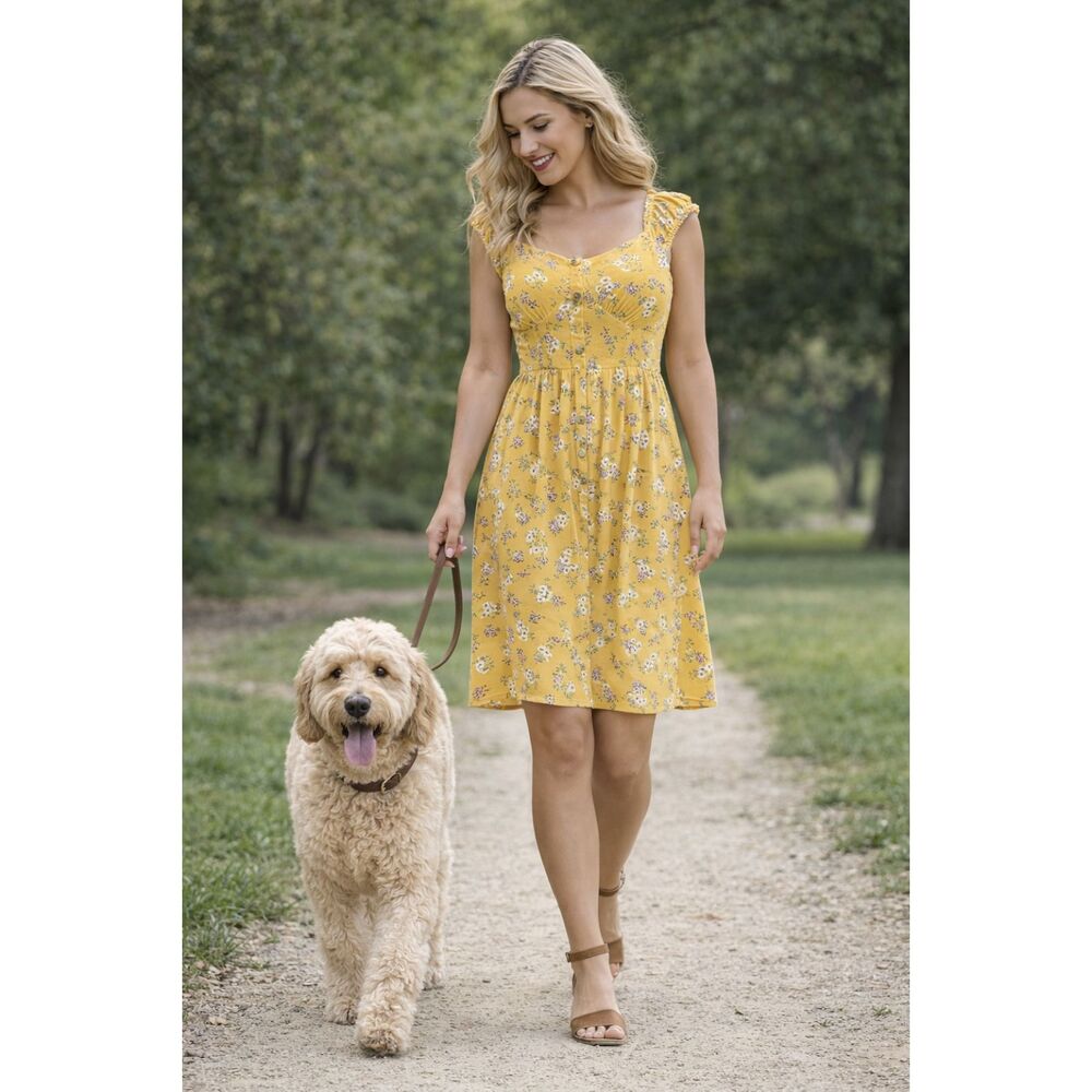 No Boundaries Boho Hippie Dress Gold Size XL‎ 15-17 Off/On Shoulder NWT Smocked